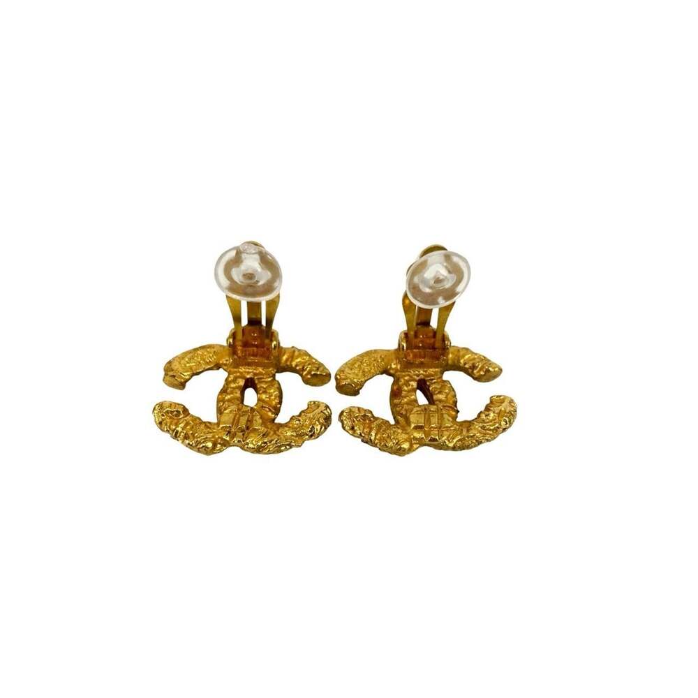 Chanel Cc Logo Earrings Metal Gold-Tone #210006C16B - Picture 6 of 6